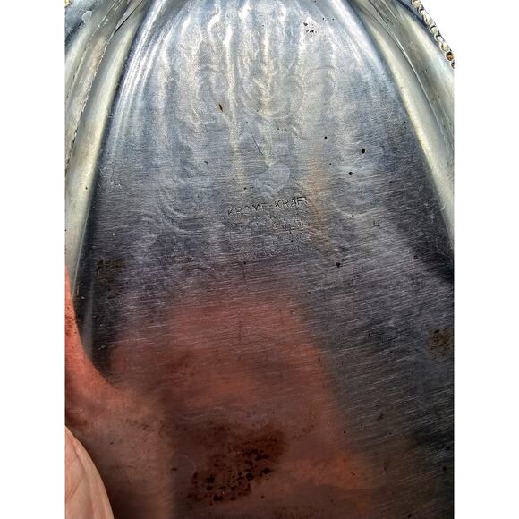 Vintage Krome Kraft Farber Bros New York Chrome Plated Filigree 12" Oval Tray - Picture 4 of 5